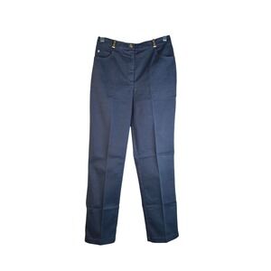 St. John Women's Navy Blue Gold Hardware Straight Leg‎ Denim Jean Pants Size 6